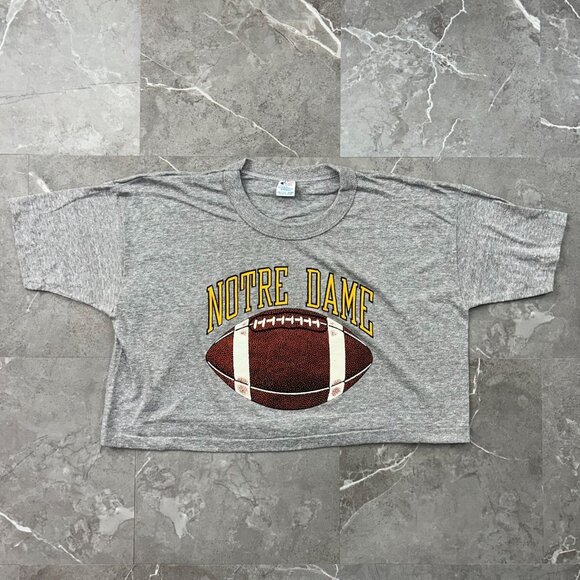 80s Vintage Notre Dame Graphic Tee Adult XL Cropped Fighting Irish Champion - Picture 1 of 8